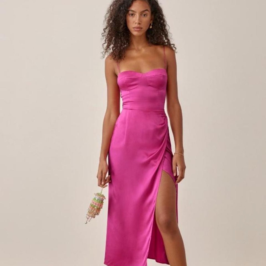 Reformation Pink Slit Midi For Weddings